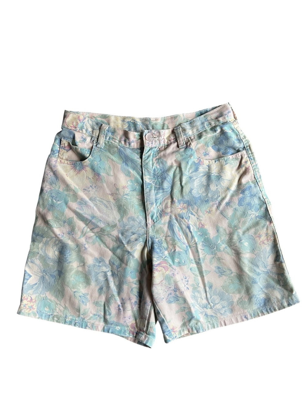 Vintage Floral 90s Mom Denim Shorts Zena Size 12 Made in USA